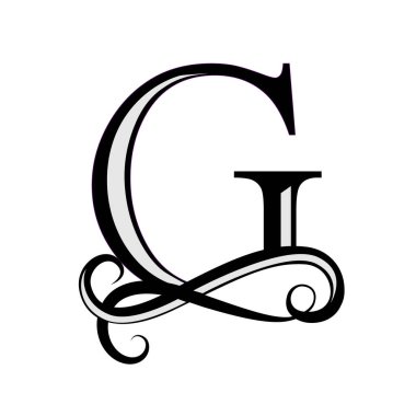 Siyah G harfi. Monogram ve Logo için büyük harf. Güzel mektup. Modern element logosu tasarla.