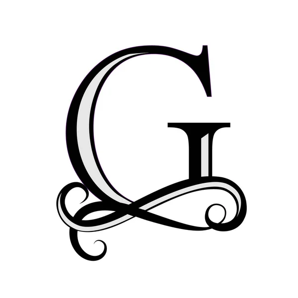 Black letter G. Capital Letter for Monograms and Logo (en inglés). Bonita carta. Diseño moderno elemento logo . — Vector de stock