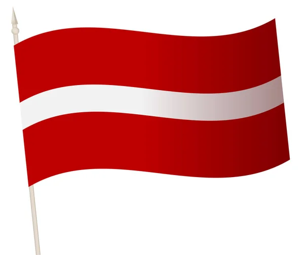 Vector ondeando la bandera en un asta de la bandera. La bandera nacional de Letonia . — Vector de stock