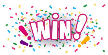 Kutlama yazıtları konfetili parlak beyaz arka planda kazanır.