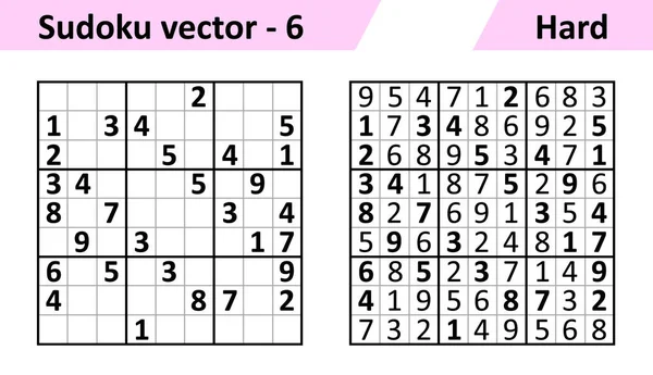 Jogo de Sudoku com respostas. Conjunto de design vetorial simples —  Vetores de Stock