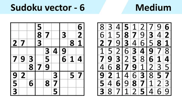 Sudoku jeu avec des réponses. Ensemble de conception vectorielle simple — Image vectorielle