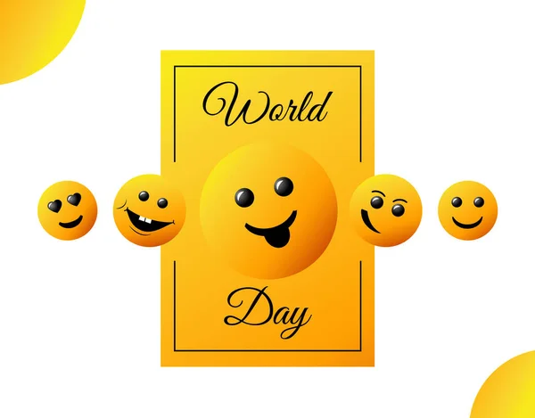 Journée mondiale du sourire. carte de vœux vectoriel lumineux — Image vectorielle