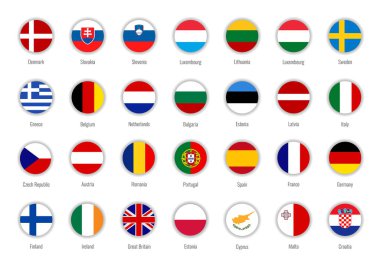 Avrupa Birliği 'nin vektör bayrakları. Büyük Koleksiyon sembolleri bayraklar.