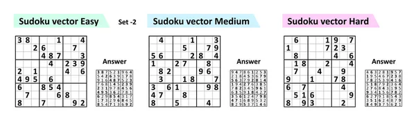 Sudoku spel met antwoorden. Eenvoudige vectorontwerpset — Stockvector