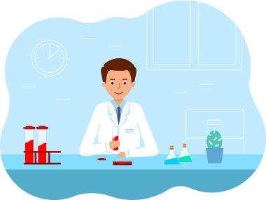 Bir laboratuvar asistanı kan testi yapıyor..