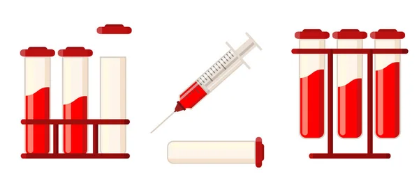 Medical blood test. a medical tube with syringe — Stock Vector