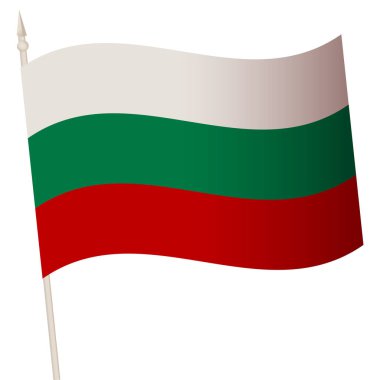 Bayrak direğinde vektör sallama bayrağı. Bulgaristan 'ın ulusal bayrağı.