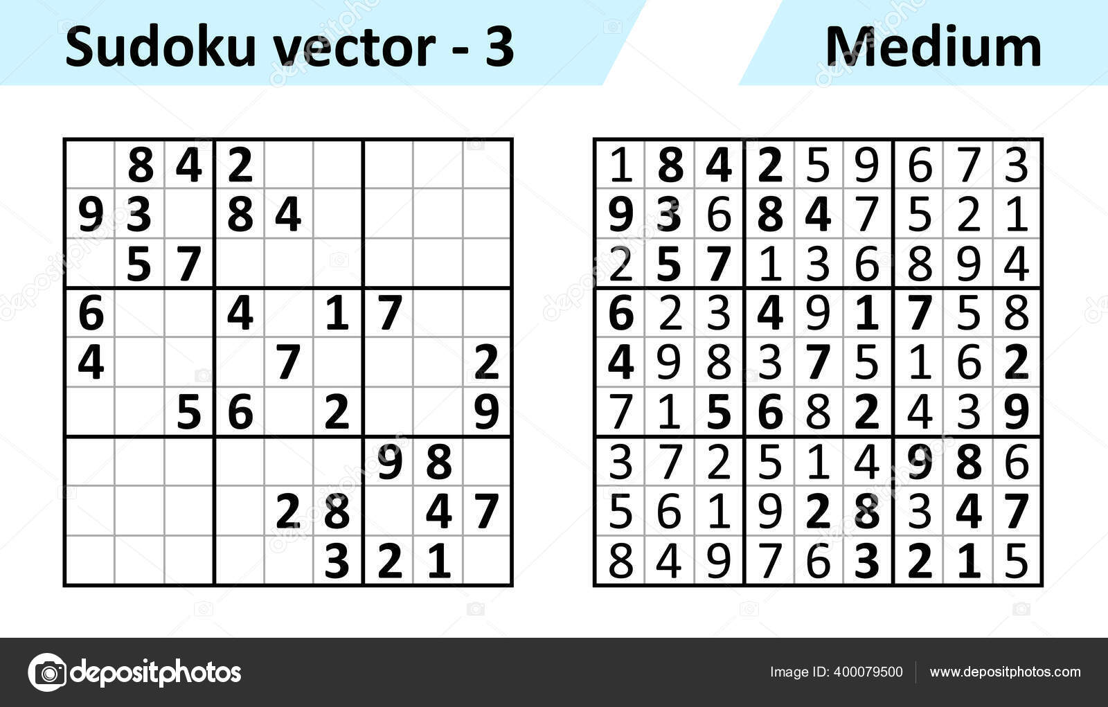 Quatro Jogos Sudoku Com Respostas De Nível Médio. Conjunto 29