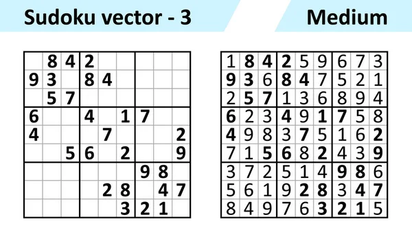 Sudoku jeu avec des réponses. Ensemble de conception vectorielle simple — Image vectorielle