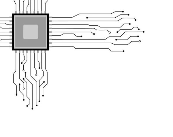 Placa de circuito cpu. Tecnologia de fundo branco com linha. —  Vetores de Stock