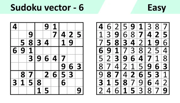 Sudoku hra s odpověďmi. Jednoduchá sada vektorů — Stockový vektor