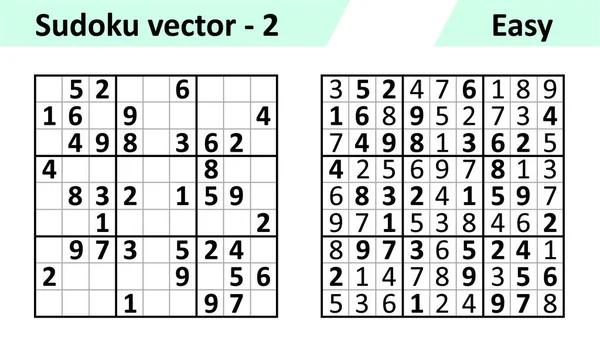 Sudoku jeu avec des réponses. Ensemble de conception vectorielle simple — Image vectorielle