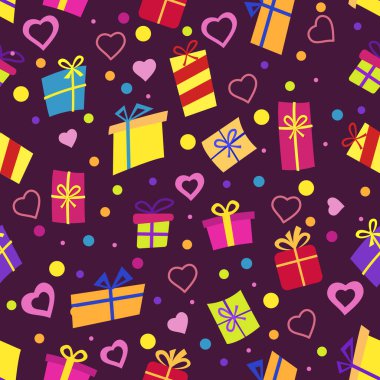 Yetenekli kusursuz vektör deseni. Bir sürü hediye kutusu