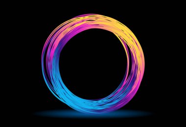 Parlak neon bir halka ile modern fütürist tarzda soyut arkaplan.