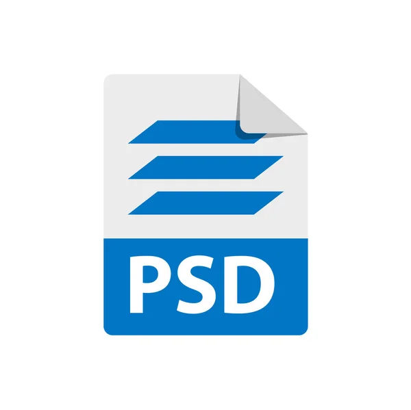 Vector icono azul PSD. Icono de extensiones de formato de archivo. — Vector de stock