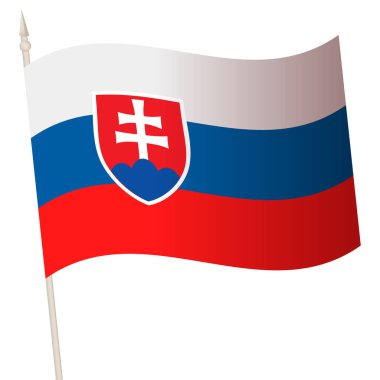 Bayrak direğinde vektör sallama bayrağı. Slovakya Ulusal Bayrağı.