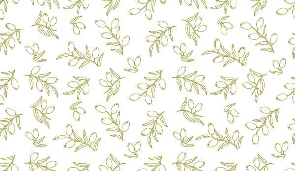 Olive seamless pattern. Vector decorative olive branch. — Stock Vector