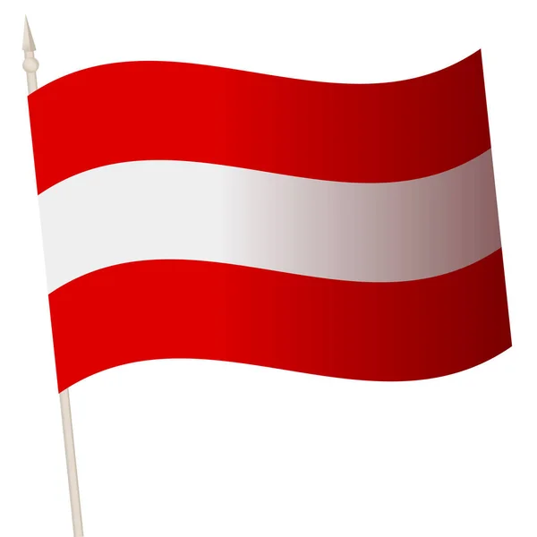 Vector ondeando la bandera en un asta de la bandera. La bandera nacional de Austria. — Vector de stock