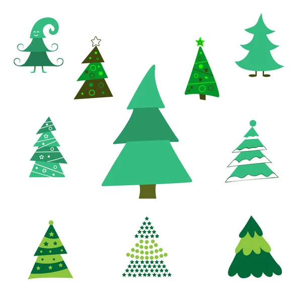 Kolekce vánočních stromků, moderní plochý design. — Stockový vektor