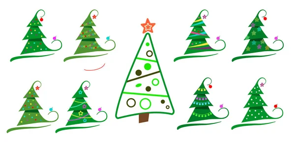 Vánoční stromeček zdobený, moderní plochý design.. moderní plochý design — Stockový vektor