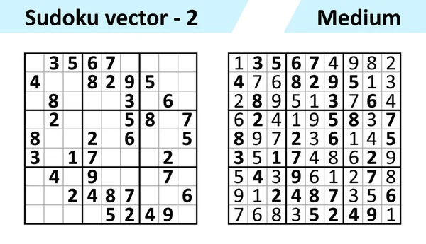 Sudoku spel met antwoorden. Eenvoudige vectorontwerpset — Stockvector