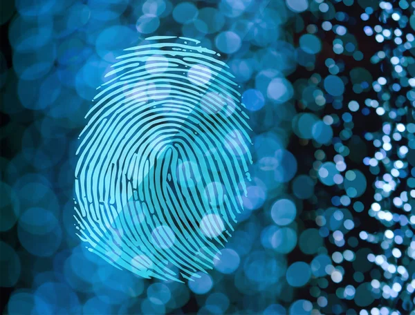 Blue Fingerprint Black Background — Stock Photo, Image