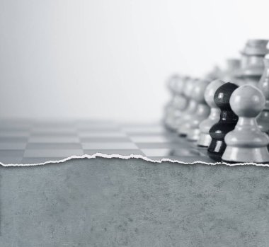 Irkçılık konsepti satranç illüstrasyonu, beyaz arka plan 