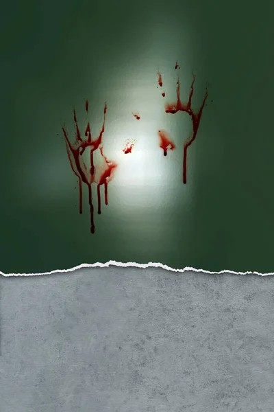 Paar Blutige Handabdrücke Einem Fenster — Stockfoto