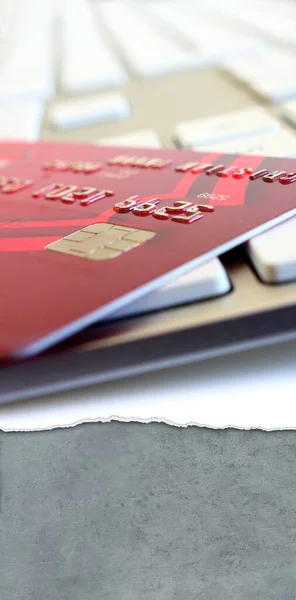 Online Shopping Concept Credit Card Computer Keyboard — Stock Photo, Image