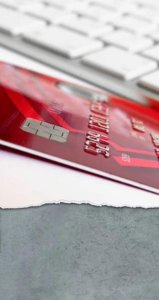 Online Shopping Concept Credit Card Computer Keyboard — Stock Photo, Image