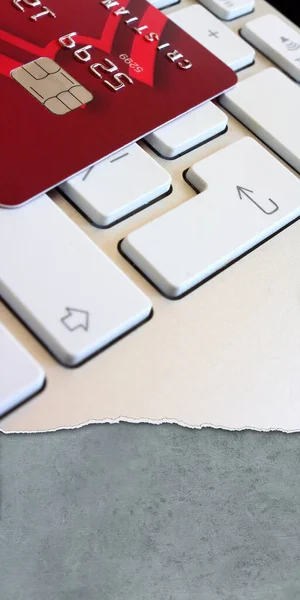 Online Shopping Concept Credit Card Computer Keyboard — Stock Photo, Image