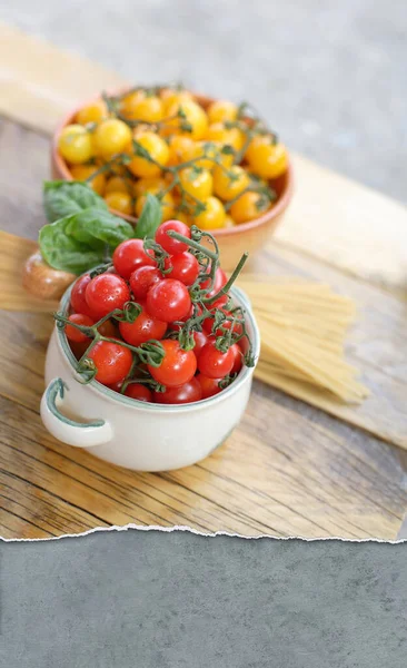 Tomates Cereja Esparguete — Fotografia de Stock