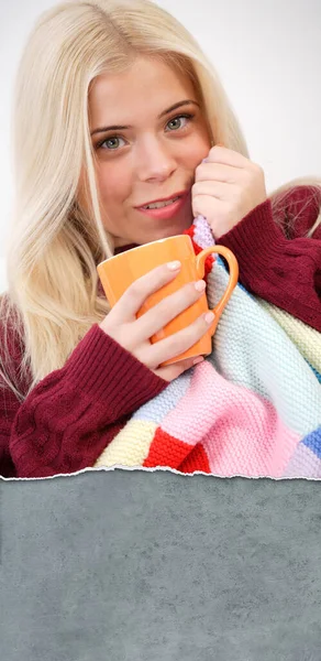 Woman Holding Cup Tea — Stock Photo, Image