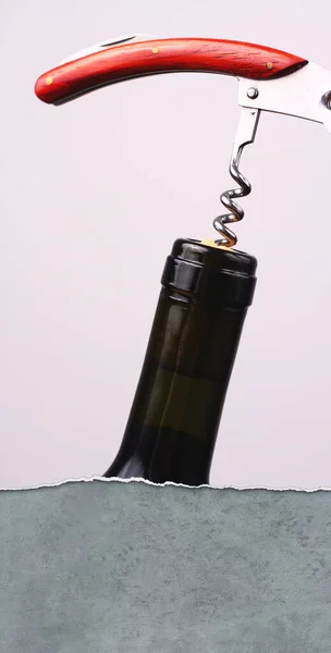 Corkscrew Cork Bottle Wine — Stock Photo, Image