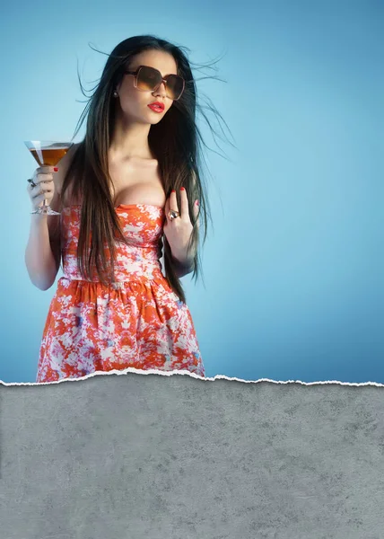 Young Woman Drinking Cocktail — Stock Photo, Image