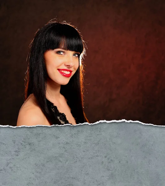 Portrait Young Woman Wearing Black Dress — Stock Photo, Image