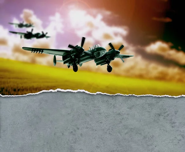 三架第二次世界大战轰炸机起飞 — 图库照片