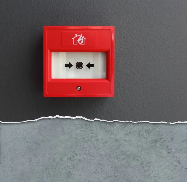 Кнопка Пожежної Сигналізації Ізольована Чорному Ліцензійні Стокові Зображення