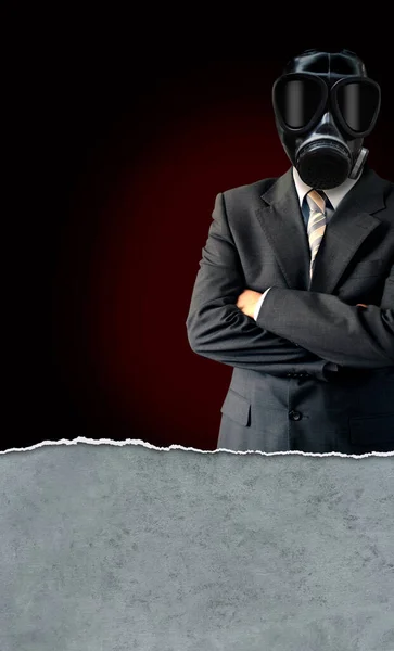 Man Wearing Gas Mask Dark Background Royalty Free Stock Images