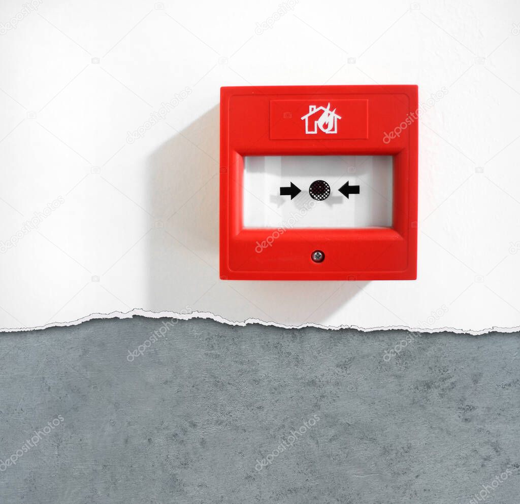 Fire alarm security button isolated on white