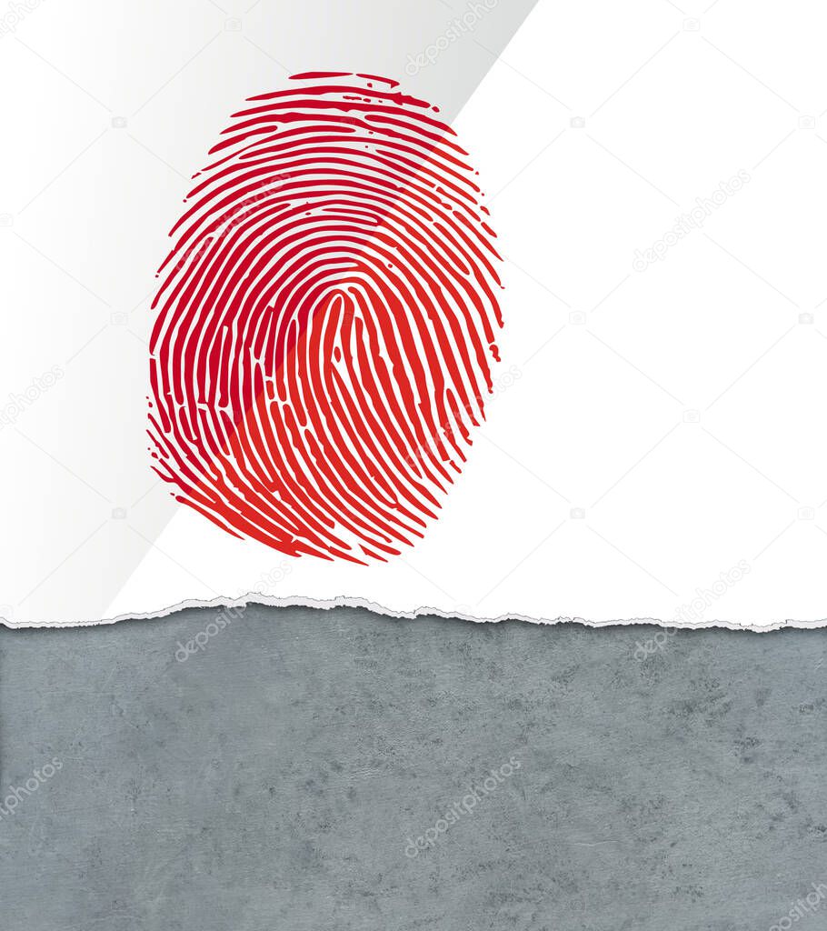 Red fingerprint on white background