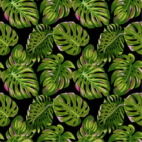 Tropisk Palm lämnar sömlösa mönster. Akvarell blommig bakgrund. Exotiska botaniska Design för tyg, textil, tapeter, omslagspapper. Vektorillustration — Stock vektor