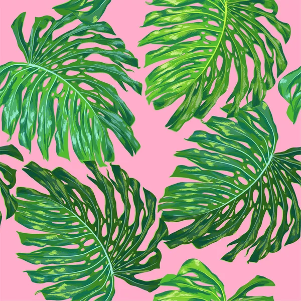 Floral Tropical Seamless Pattern. Feuilles de palmier Monstera Aquarelle Fond d'écran, Tissu, Textile, Papier d'emballage. Design botanique tropical. Illustration vectorielle — Image vectorielle