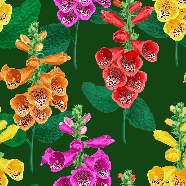 Tropiska blommor sömlösa mönster. Sommaren blommig bakgrund med Tiger Lily Flower. Akvarell blommande Design för tapet, tyg. Vektorillustration — Stock vektor