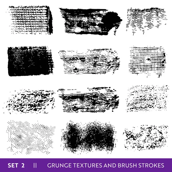 Ink Brush Strokes Grunge Collection. Dirty Design Elements Set. Paint Splatters, Freehand Grungy Lines. Vector illustration — Stock Vector