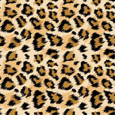 Moda leopar Seamless modeli. Moda, kumaş baskı, duvar kağıdı için stilize benekli leopar deri arka plan. Vektör çizim