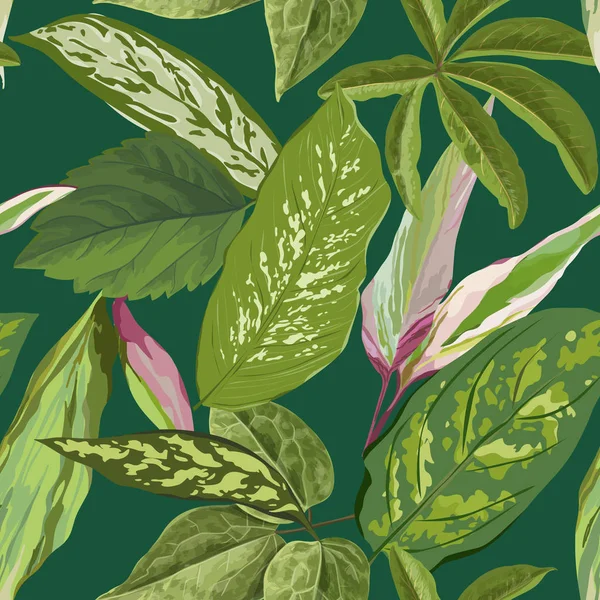 Motif tropical sans couture avec feuilles de banane et de palmier. Arrière-plan floral d'été pour textile, tissu, papier peint. Illustration vectorielle — Image vectorielle