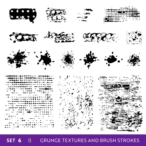 Bläck borste stroke Grunge Collection. Smutsiga Design element Set. Färgen stänker, Grungy frihandslinjer. Vektorillustration — Stock vektor