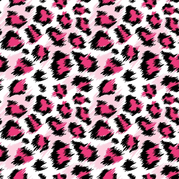 Fashionabla Pink Leopard sömlösa mönster. Stiliserade prickig Leopard huden bakgrund för mode, Print, tapet, tyg. Vektorillustration — Stock vektor